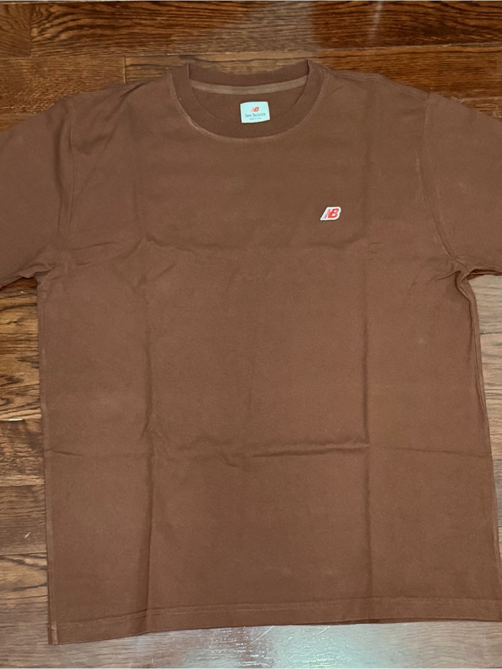 New Balance Men's Brown Logo Crewneck T-Shirt Size Lareg